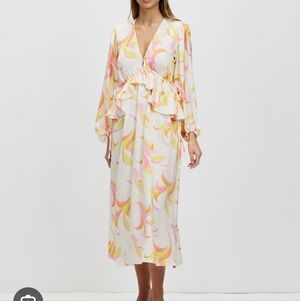 Never Fully Dressed Summer Swirl Ruffle Midi Dress Size 12